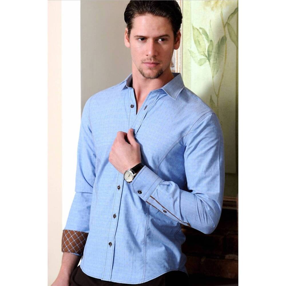 NEW EIGHT X jacquard button down shirt in blue
